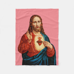 Das Heilige Herz Jesu, feines Kunstporträt Fleecedecke