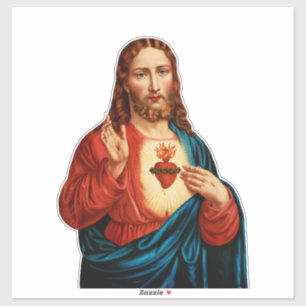 Das Heilige Herz Jesu Feinkunstporträt Aufkleber
