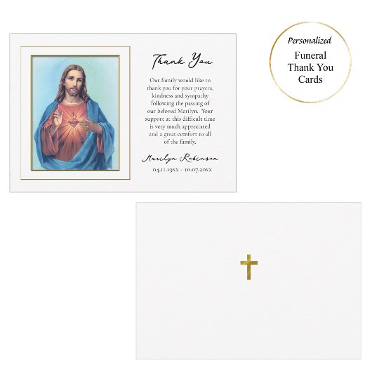 Das heilige Herz Jesu katholische Beerdigung Dankeskarte