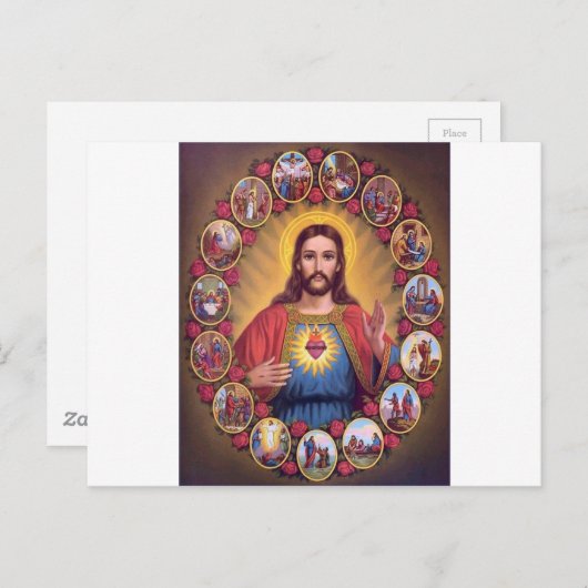 Das heilige Herz Jesu Postkarte (Vorne/Hinten)