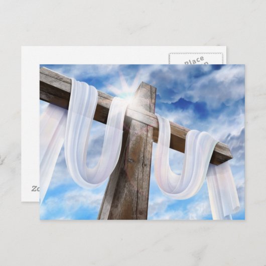 Das heilige Kreuz - vergewaltigt in Weiß Postkarte (Vorne/Hinten)