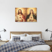 Das heiligste Herz des heiligen Jesus und der heil Leinwanddruck (Insitu (Schlafzimmer))