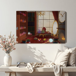 Das Heiligtum des Magiers - verzauberte Bibliothek Leinwanddruck