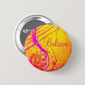 Das heiße abstrakte Rosa, glauben Abzeichen Button (Vorne & Hinten)