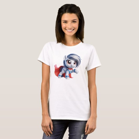Das heldenhafte Pony mit silberner Krinze. T-Shirt (Vorne ganz)