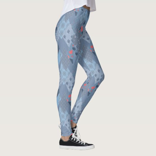 Das hellblaue Flickwerk Leggings (Rechts)