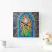 Das helle 3 kirchliche Glasfenster Quadratische Wanduhr (Zuhause)