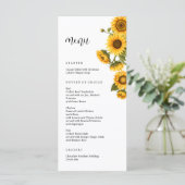 Das helle Brautparty-Menü der Sonnenblumen Menükarte (Stehend Vorderseite)