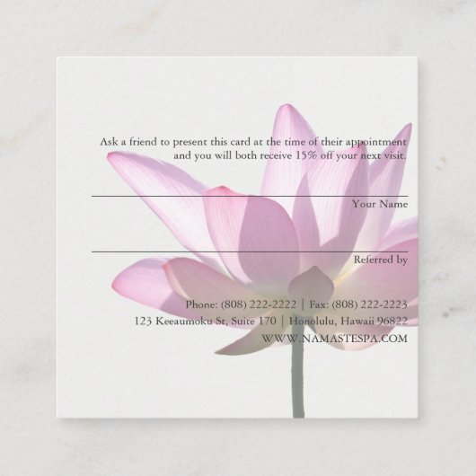 Das helle/rosa Gesundheits-Empfehlung © Lotuss Quadratische Visitenkarte (Rückseite)