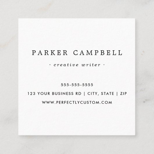 Das hellgraue Logo ist minimalistisch Quadratische Visitenkarte (Rückseite)