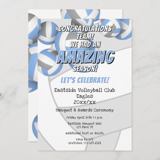 Das hellgraue Team farbenfrohe Kinder-Volleyball-P Einladung (Vorne/Hinten)