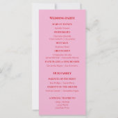 Das hellrosa und rot-minimalistische Hochzeitsprog (Rückseite)