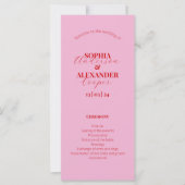 Das hellrosa und rot-minimalistische Hochzeitsprog (Vorderseite)