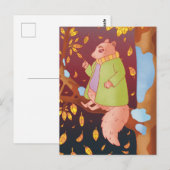 Das Herbst Eichhörnchen Postkarte (Vorne/Hinten)