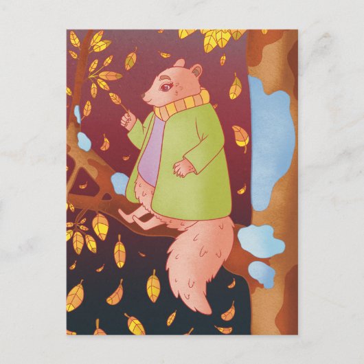 Das Herbst Eichhörnchen Postkarte (Vorderseite)
