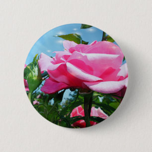 Das herrliche Rosa erhob sich am blauen Himmel. Bl Button