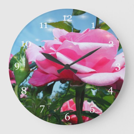 Das herrliche Rosa erhob sich am blauen Himmel. Bl Große Wanduhr (Vorderseite)
