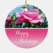 Das herrliche Rosa erhob sich am blauen Himmel. gl Keramik Ornament (Hinten)