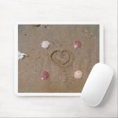 Das Herz am Strand rosa Muscheln Mousepad (Mit Mouse)