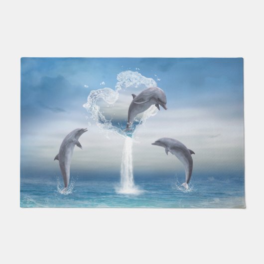 Das Herz der Delphine Fußmatte (Vorderseite)