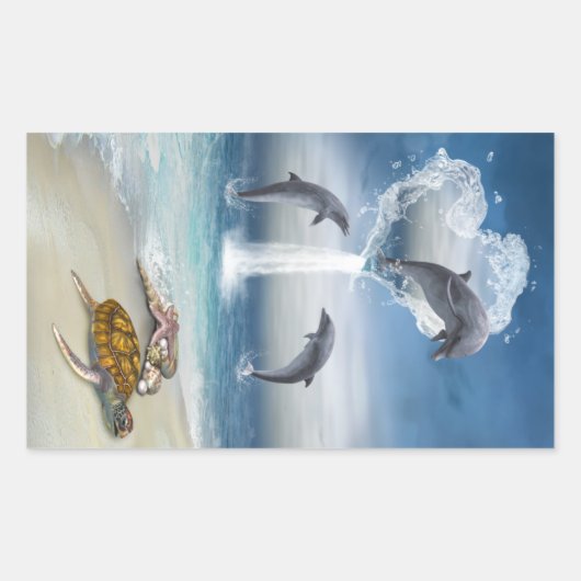 Das Herz der Dolphinen-Aufkleber Rechteckiger Aufkleber (Vorderseite)