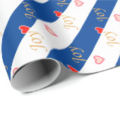 Das Herz der Freude am Royal Blue & White Wrapping Geschenkpapier (Rolleneckpunkt)