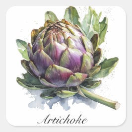 Das Herz der Garde: Artichoke in Wasserfarbe Quadratischer Aufkleber