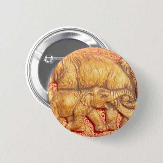 Das Herz der Herde: Elefantenportrait Button (Vorne & Hinten)