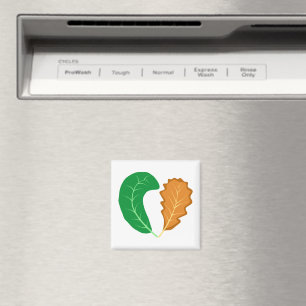 Das Herz der Natur Grüne und braune Blätter Magnet