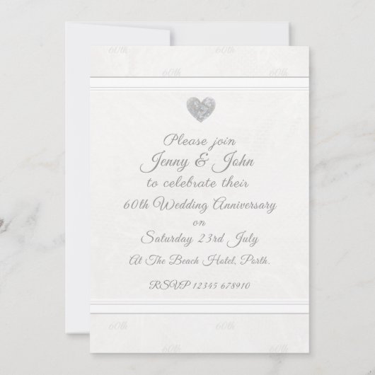 Das Herz des 60. Diamond Wedding lädt ein Einladung (Rückseite)