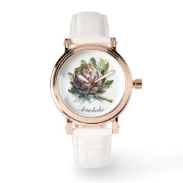 Das Herz des Gartens: Artichoke in Wasserfarbe Armbanduhr