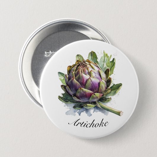 Das Herz des Gartens: Artichoke in Wasserfarbe Button (Vorne & Hinten)