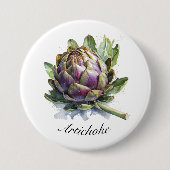 Das Herz des Gartens: Artichoke in Wasserfarbe Button (Vorderseite)