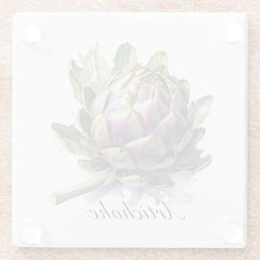 Das Herz des Gartens: Artichoke in Wasserfarbe Glasuntersetzer (Rückseite)