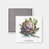 Das Herz des Gartens: Artichoke in Wasserfarbe Magnet (Vorderseite/Rückseite)