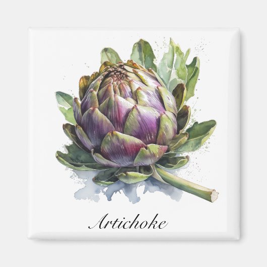 Das Herz des Gartens: Artichoke in Wasserfarbe Magnet (Vorne)