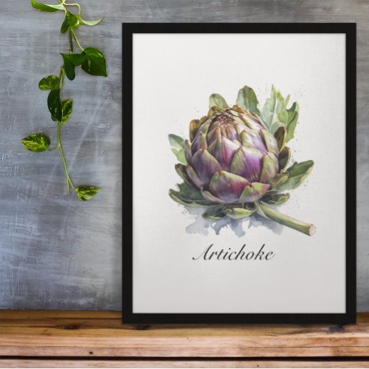 Das Herz des Gartens: Artichoke in Wasserfarbe Poster