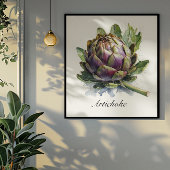 Das Herz des Gartens: Artichoke in Wasserfarbe Poster