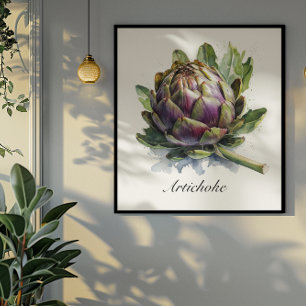 Das Herz des Gartens: Artichoke in Wasserfarbe Poster