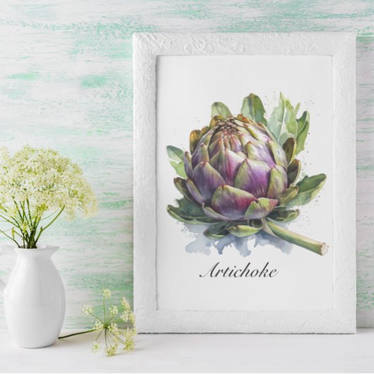 Das Herz des Gartens: Artichoke in Wasserfarbe Poster