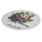 Das Herz des Gartens: Artichoke in Wasserfarbe Schneidebrett (Ecke)