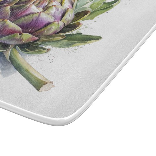 Das Herz des Gartens: Artichoke in Wasserfarbe Schneidebrett (Ecke)