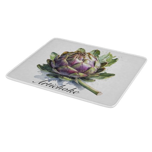 Das Herz des Gartens: Artichoke in Wasserfarbe Schneidebrett (Ecke)