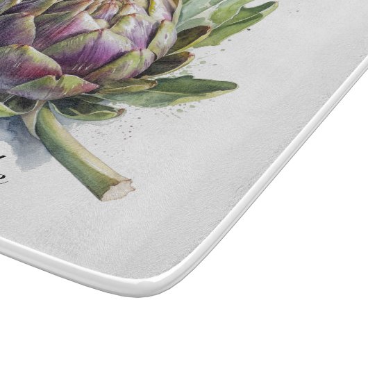 Das Herz des Gartens: Artichoke in Wasserfarbe Schneidebrett (Ecke)