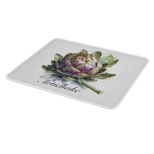 Das Herz des Gartens: Artichoke in Wasserfarbe Schneidebrett (Ecke)