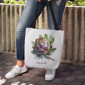 Das Herz des Gartens: Artichoke in Wasserfarbe Tasche