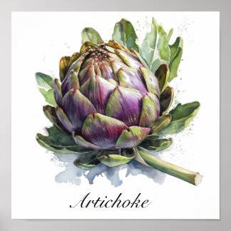 Das Herz des Gartens: Artischocke in Aquarell Poster
