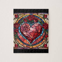 Das Herz des gestetteten Glases Valentine Puzzle