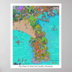 Das Herz des West End #9, Roatan, Honduras Poster