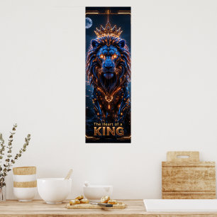 Das Herz eines King Poster - leuchtende Cyber Lion